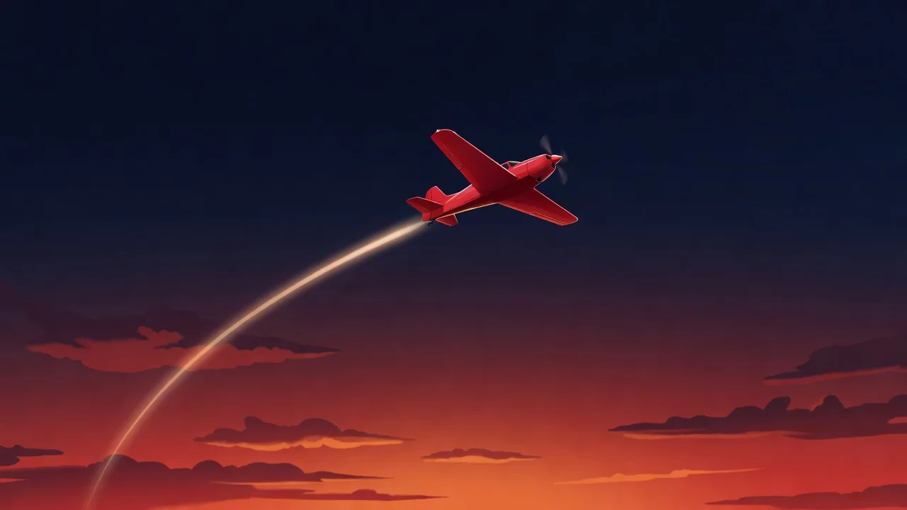 Aviator crash game — red plane climbing with the multiplier