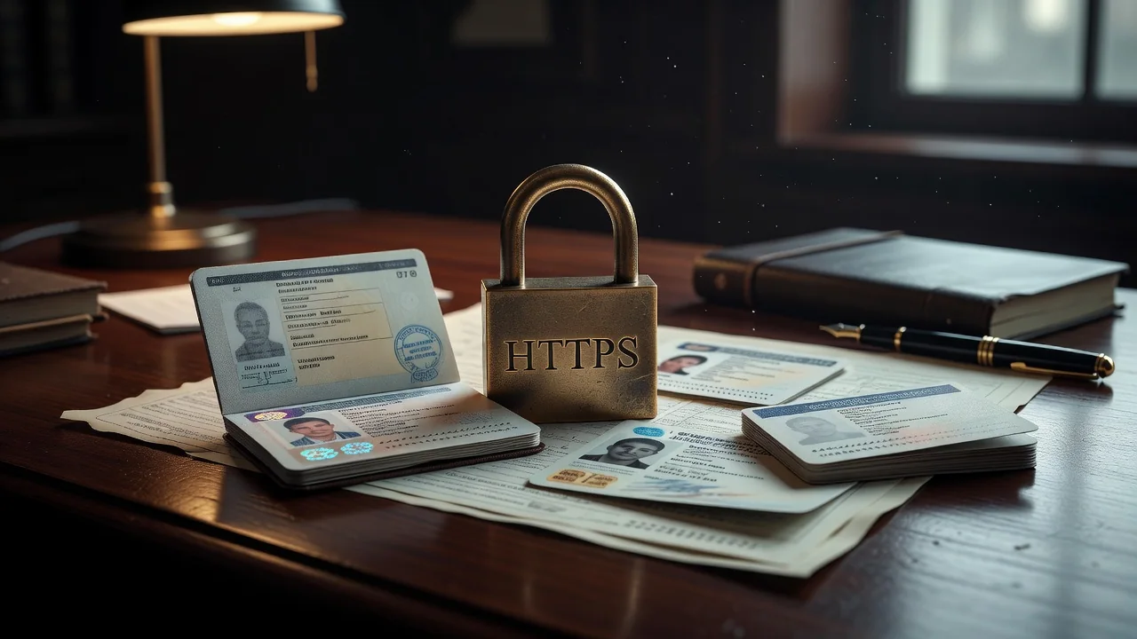 HTTPS lock and identity documents for Winoui Casino